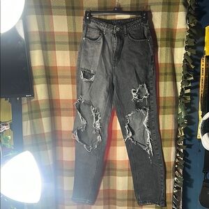 Distressed Gray-black women’s Jeans